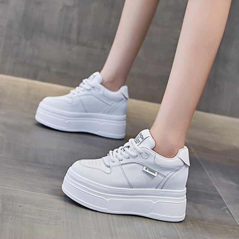 Running Shoes Women - 9cm couro genuíno nova marca designer