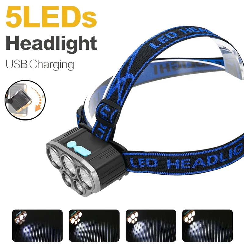 Running Headlamp - Lanterna de Cabeça Recarregável com 5