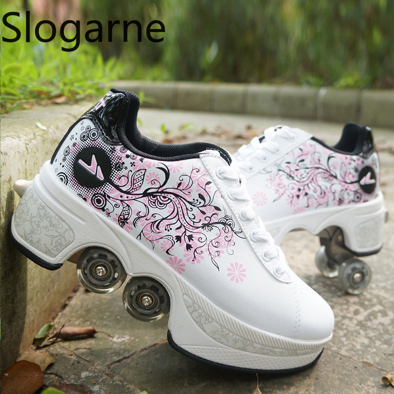 Running Shoes Men - Mulher 4 rodas deformação patins sapatos